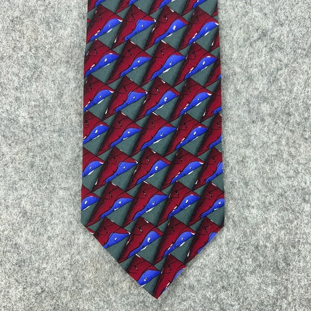 Jerry Garcia Tie Red Blue Zoot Collection 15‎ Abstract Print 100% Silk VTG 1996